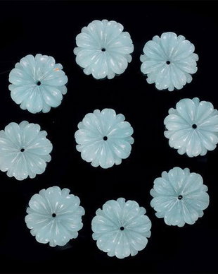 8066 # (2buc) Floare sculptata, amazonit, 15mm
