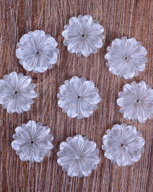 8062 # (6buc) Floare sculptata, cristal de stanca, efect frosted / inghetat, 15mm