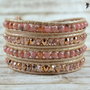 Bratara wrap cu snur de piele cristale si pietre semipretioase ''Life is peachy!''