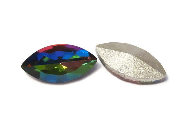 Cabochon din sticla, 10x5 mm, rainbow