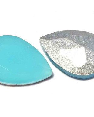 Cabochon din sticla, 14x10 mm, opaque turcoaz