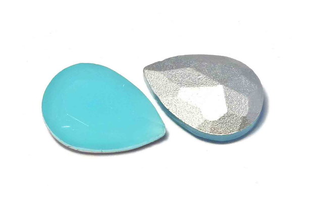 Cabochon din sticla, 14x10 mm, opaque turcoaz