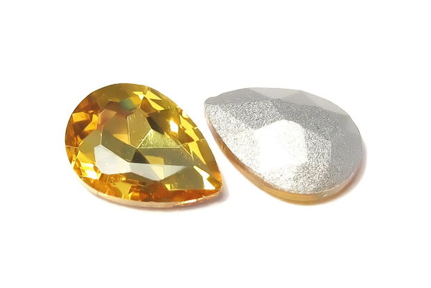 Cabochon din sticla, 18x13 mm, galben floarea soarelui