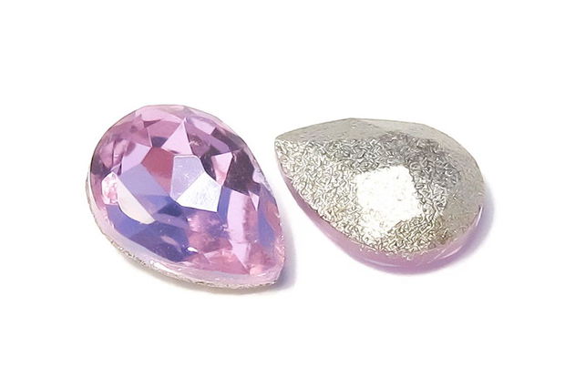 Cabochon din sticla, 8x6 mm, light amethyst