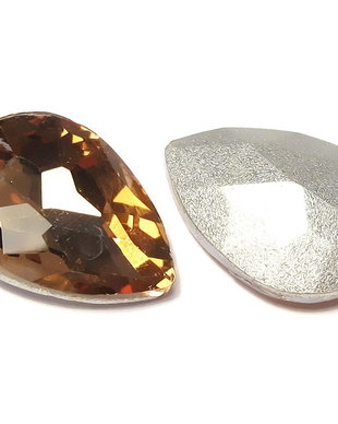Cabochon din sticla, 8x6 mm, dark topaz