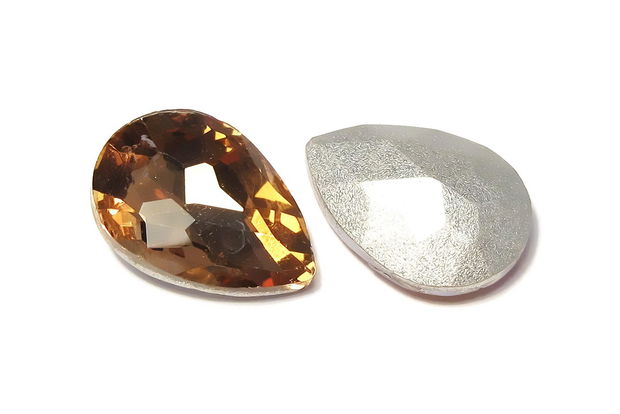 Cabochon din sticla, 8x6 mm, dark topaz