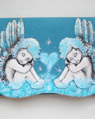 poseta plic handmade unicat din piele - Twins