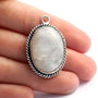 Pandant cu Moonstone natural  cu irizatii albastre - in rama argintata si antichizata