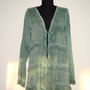 Blazer din batist fin, verde, accesorizat cu dantela