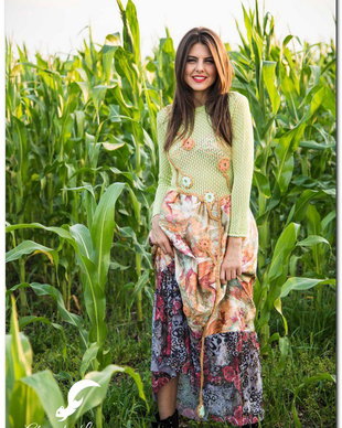 rochie tricotata ,boho chic, de toamna