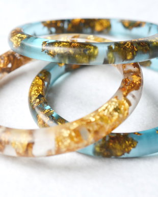 Set trei brățări rășină Gold and blue