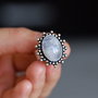 Inel Rainbow moonstone cu baza reglabila