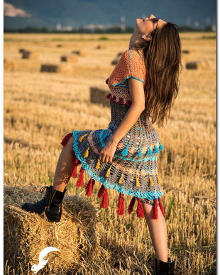 rochie crosetata boho chic , de toamna
