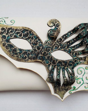 poseta plic handmade unicat din piele - Fairy Butterfly Mask 2