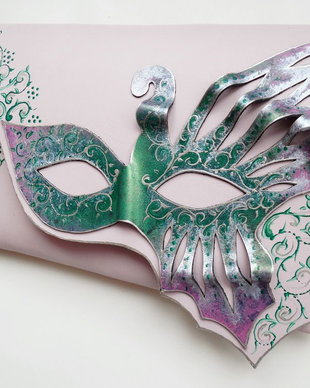 poseta plic handmade unicat din piele - Fairy Butterfly Mask 3