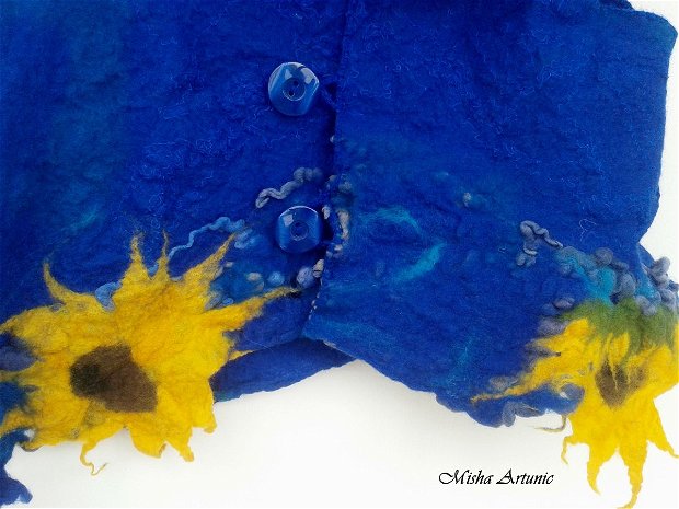 Vesta impaslita cobalt cu Floarea soarelui - rezervat