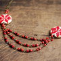 Colier statement cu broderie traditionala si margelute