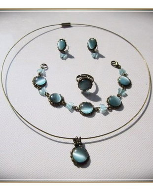 SET- CAT'S EYE BLEU-TURQOISE- 2