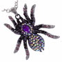 9027 - Pandantiv, paianjen, aliaj metalic, rhinestones, negru, mov, lantisor, inchizatoare