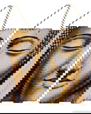 SET 2 TABLOURI  DE PERETE DIN LEMN CU BUDHA