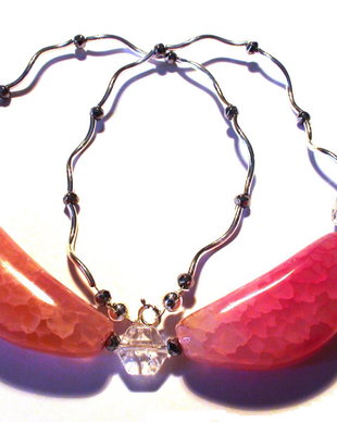 Colier din Argint 925, Agate crabfire, Hematit  CO251 - Colier casual delicat, colier romantic