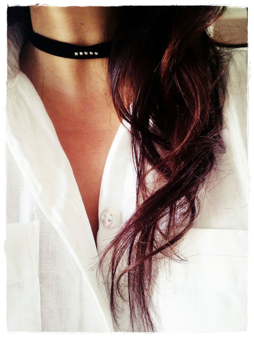 Choker din catifea si cristale cu ciucure lung la inchizatoare