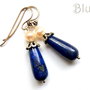 Cercei argintati din lapis lazuli&perle