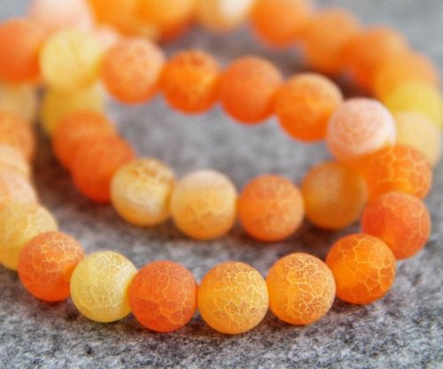 9042 - (10b) Agate, crabfire, crackle, frosted, orange, portocaliu, sfere, 10mm