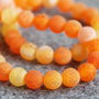 9040 - (20b) Agate, crabfire, crackle, frosted, orange, portocaliu, sfere, 6mm