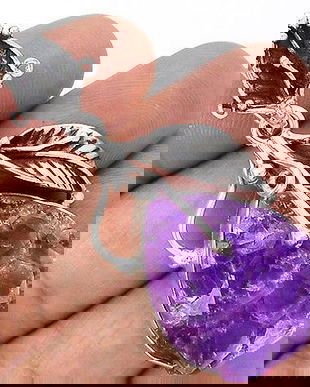 Ag353 - Pandantiv, argint 925, ametist druzy, floare