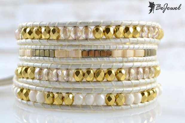 Bratara wrap cu snur de piele si cristale ''Shine''