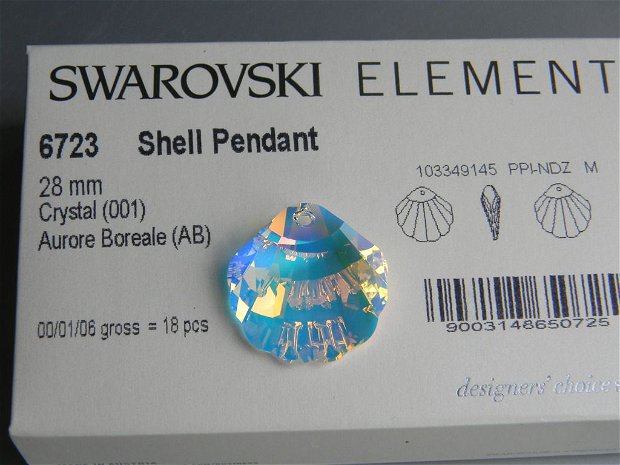Pandantiv Swarovski - Shell 28 mm - 6723-1AB