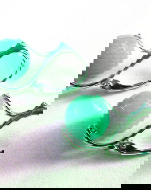 Cercei turcoaz din Jad fatetat si argint 925 - CE296.4 - Cercei casual delicati, cercei romantici, cercei pietre semipretioase