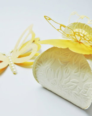 Cutie  marturie cu fluture Sunshine