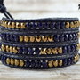 Bratara wrap cu snur de piele si cristale ''Indulgence''
