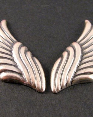 9060 - (1per) Charms / ornament / element decorativ, alama placata cu argint, aspect vintage, aripi inger