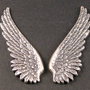 9064 - (1per) Charms / ornament / element decorativ, alama placata cu argint, aspect vintage, aripi inger