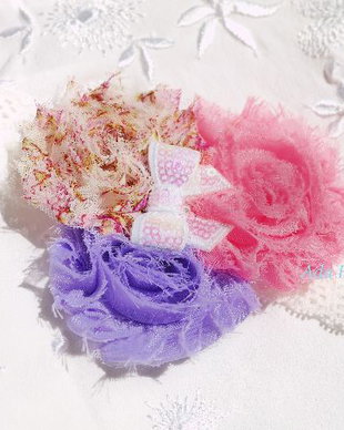 Bentita  dantela bebe botez shabby "Soft flowers"