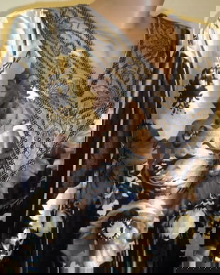 Rochie-caftan,cu bordura inflorata