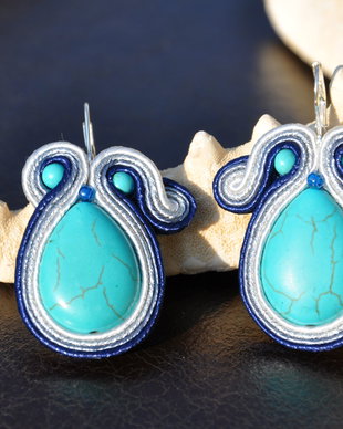 Cercei soutache turcoaz