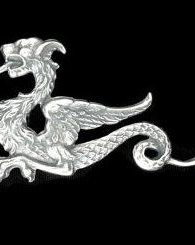9065 - Charm, ornament, element decorativ, alama placata cu argint, aspect vintage, dragon sarpe