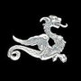 9082 - Charm, ornament, element decorativ, alama placata cu argint, aspect vintage, dragon sarpe