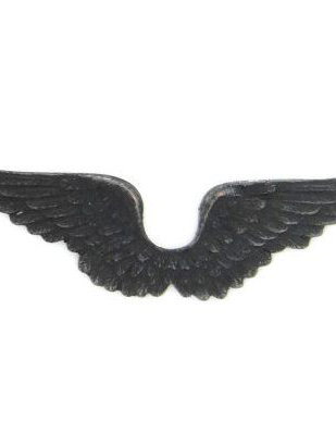 9086 - Charm / ornament / element decorativ, alama, negru semi-lucios,  aripi inger