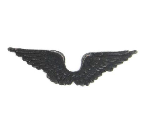 9086 - Charm / ornament / element decorativ, alama, negru semi-lucios, aripi inger
