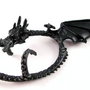 9096 - Pandantiv, dragon, aliaj metalic, negru mat