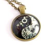 8055 - Pandantiv medalion, colier, print yin yang, cabochon sticla, lantisor, steampunk