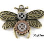 9101 - Pandantiv, albina, aliaj metalic bronz argintiu cupru, rotite ceas, steampunk