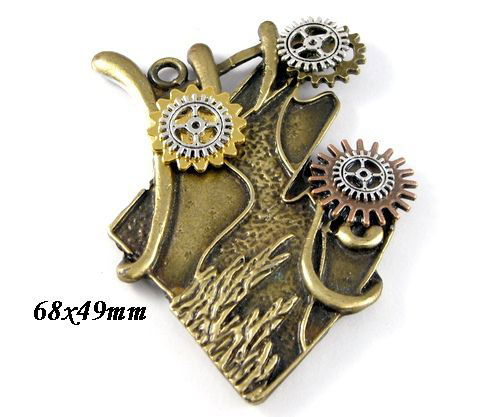 9100 - Pandantiv, aliaj metalic bronz argintiu auriu cupru, rotite ceas, steampunk