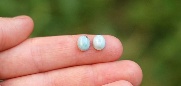 Set 2 buc Cabochon Larimar dominican - natural, netratat, veritabil - LRD3