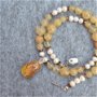 Colier din cuarț auriu, perle de cultură cu pandantiv de lodolit